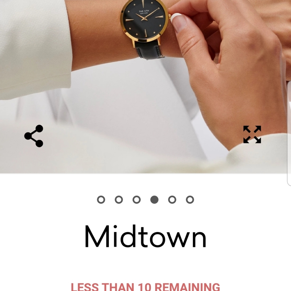 The 5th MIDTOWN Gold/Black Leather Watch